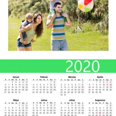30x45 naptár, zöld, retro, FEKVŐ képpel