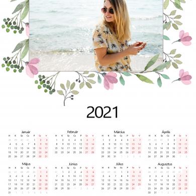 20x30 naptár, virágos minta, FEKVŐ képpel