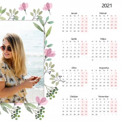 20x30 naptár, virágos minta, ÁLLÓ képpel